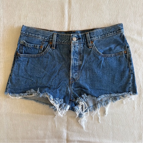 Levi's Pants - Levis 501 Womens Size W30 Blue Cut Off Denim Shorts Button Fly